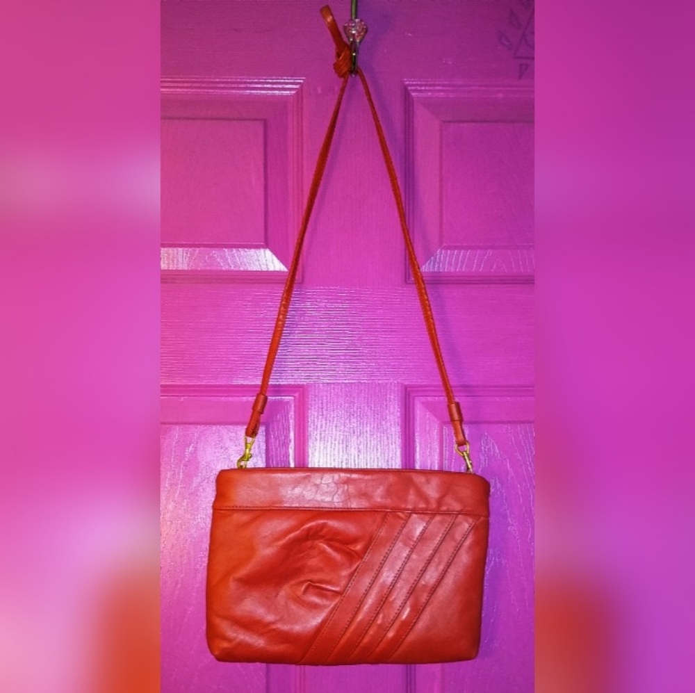 Vintage Soft Faux Leather Clutch Purse Red